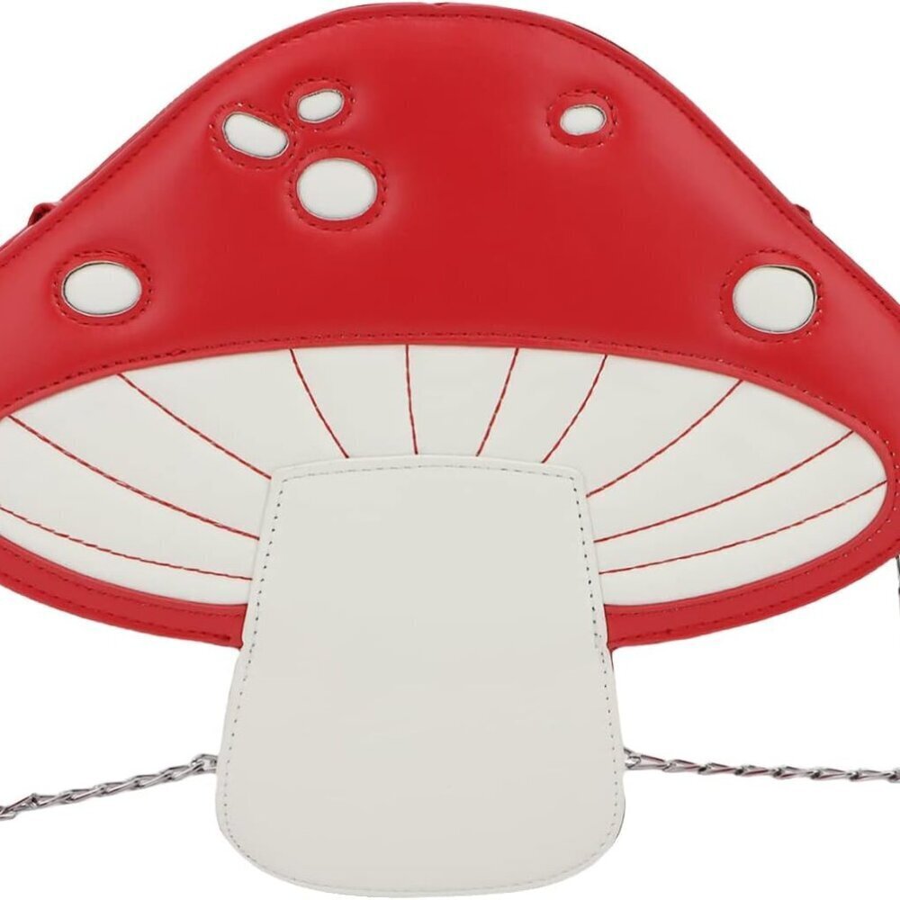 Mushroom Shape PU Leather Shoulder Bag Compact Crossbody Purse for Women